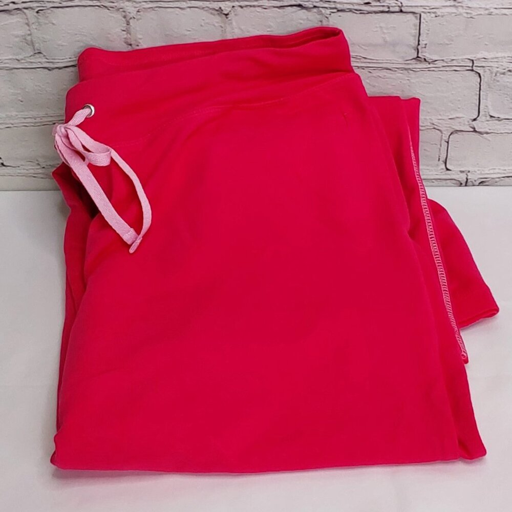 'DANSKIN NOW' FRENCH TERRY LOOSE FIT STRAIGHT-LEG ATHLEISURE PANTS in POSEY PINK - Picture 14 of 15